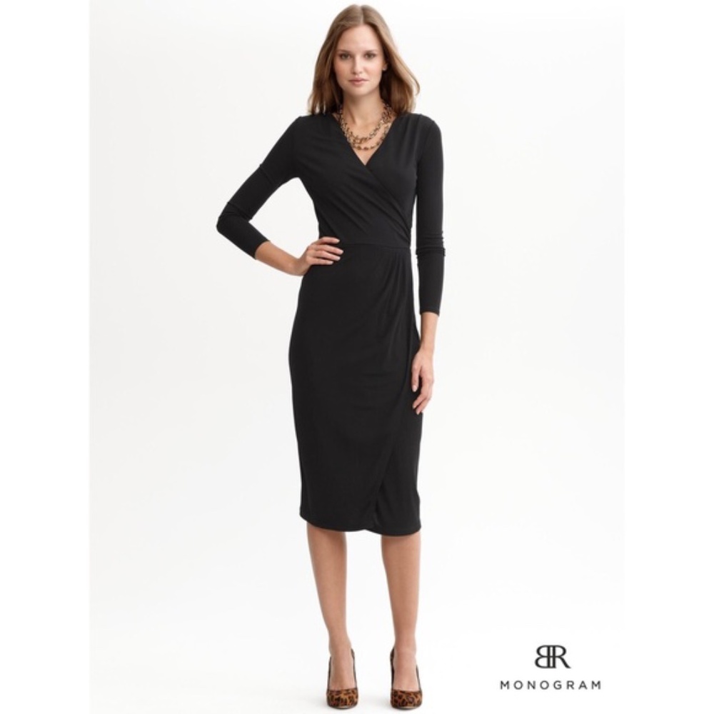 Banana Republic Black Faux Wrap Dress size Medium